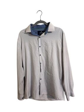 Tom‎ Baine Performance Button Up White Blue Shirt Large